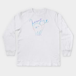 karma is a cat - pastel Kids Long Sleeve T-Shirt